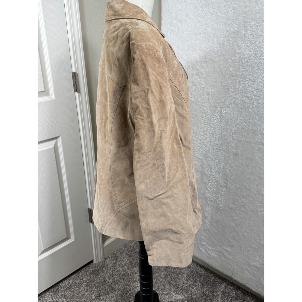 Sonoma Life Style‎ Woman Suede Jacket 2X Tan Leather Lined Outerwear - Picture 2 of 8